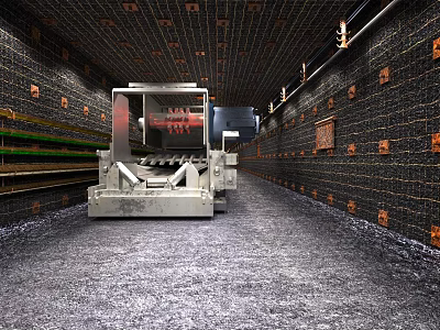 Underground Tunnel Road Infrastructure With Brick Walls Lighting And Mechanical Equipment 3d model