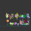 Indoor Decorative Plant Combinations With Various Green Plants Colorful Flowers And Modern Planters