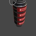 Tactical Military Grenade With Red Glowing Strips Cylindrical Metal Body And Pull Ring