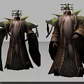 Fantasy Game Movie Character Two Poses With Long Beard Green Headdress And Brown Robes