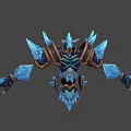 Frost Crystal Armored Mythical Creature Character With Spiked Wings And Blue Brown Details