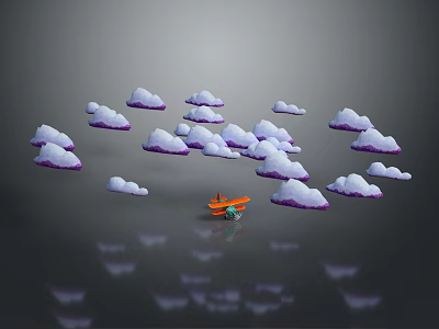 Cloud Shaped Decorative Lights With Multiple Reflections On Gray Background 3d model