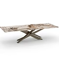 Modern Coffee Table With Marble Top And Crossed Metal Base Design