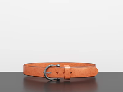 Modern Leather Belt Men's Leather Round Buckle Belt 3d model