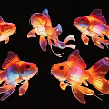 Colorful Fish Shaped Art Installation With Vibrant Luminous Design And Decorative Elements 3d model