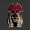 Cartoon Triceratops Figure With Red White Coloration Horns Open Mouth And Decorative Back Plates