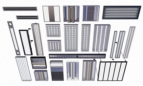 Modern grille lamp ceiling lamp office lamp chandelier energy-saving lamp grille lamp tube strip lamp 3d model