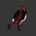 Single Chair With Futuristic Design Red White Stripes Black Backrest Metallic Base