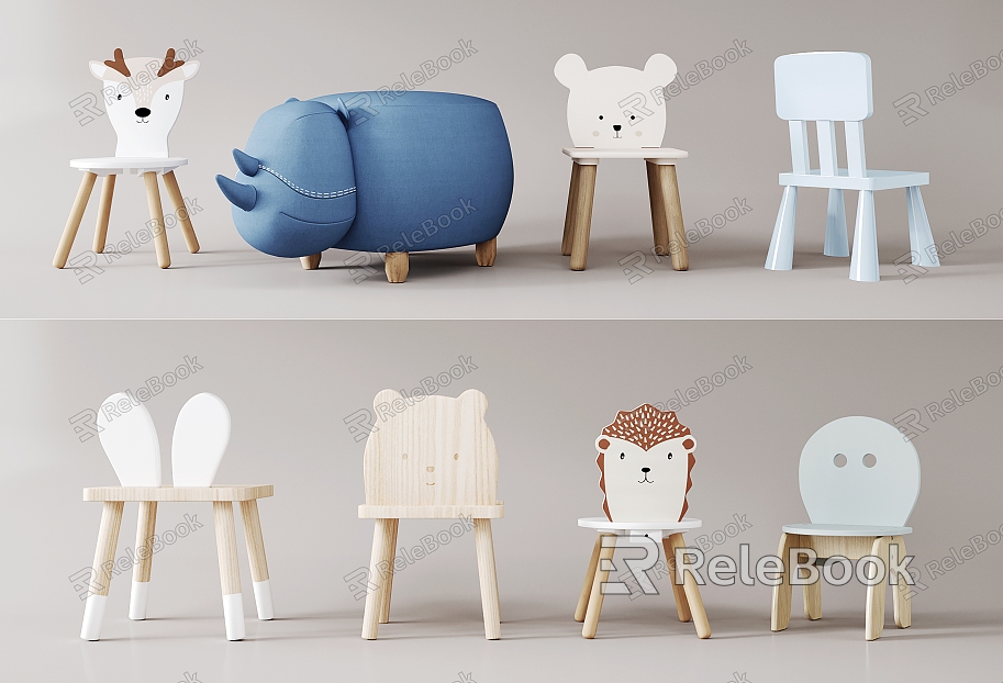 Animal children's chair shape Trojan horse stool combination model