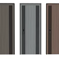 Modern Security Door in Multiple Colors with Vertical Striped Design and Sleek Handles 3d model
