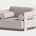 Modern Single Sofa With Square Arms Round Cushions And Wooden Base