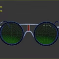 Stylish ONITSUKA Sunglasses With Round Green Tinted Lenses Silver Black Frame And Red Accent Stripe