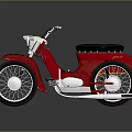 Classic Red And White Scooter With Black Seat Shiny Metal Against Black Backdrop Retro Design