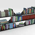 Modern Black Bookshelf With Spacious Shelves And Various Books For Home Storage