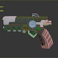 Futuristic Green Tactical Pistol With Silver Accents And Orange Grip Modern Design