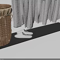 Clothing Rack with Hanging Light Gray Robes Side Towel Wicker Basket Towels and Slippers