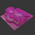 Detailed European Style Architectural Model Featuring Green Roof Dome And Multi Story Structure
