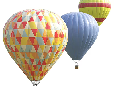 Colorful Hot Air Balloons As Amusement Equipment With Geometric Patterns And Striped Designs 3d model