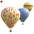 Colorful Hot Air Balloons As Amusement Equipment With Geometric Patterns And Striped Designs
