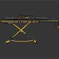 Adjustable Ambulance Stretcher With Yellow Frame Black Mattress And Wheels Design