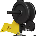 Home Gym Strength Training Fitness Equipment with Yellow Black Weight Plates Handles and Adjustable Stand