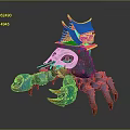 Game Movie Character Crab Shaped With Small House On Back Colorful Shell And Sharp Claws