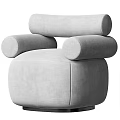 Modern Single Sofa With Rounded Arms Curved Back And Plush Upholstery 3d model