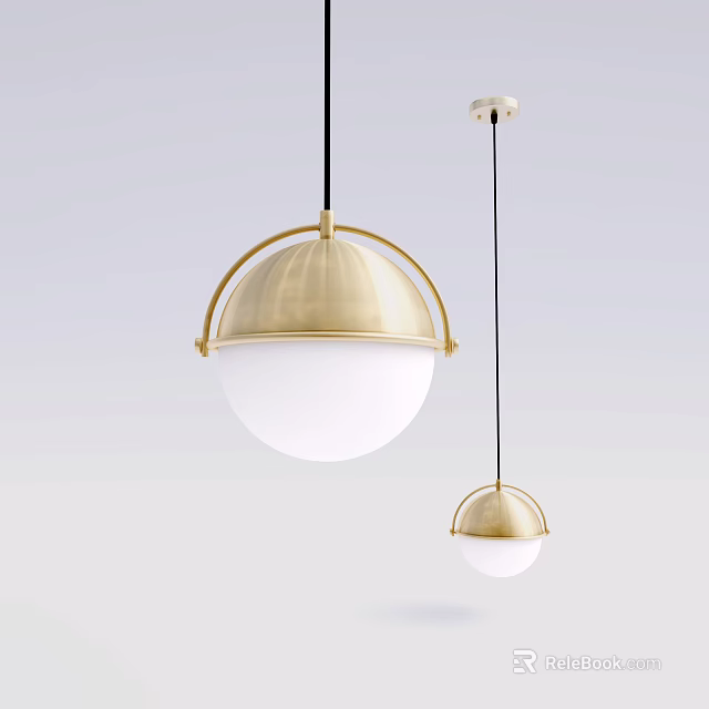 Modern Gold Frame Chandeliers With White Sphere Shades For Interior Design 3d model