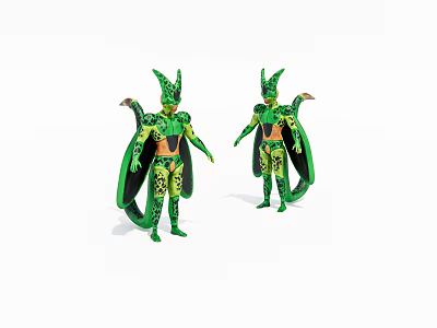 Two Green Horned Caped Game and Movie Characters With Armor Details 3d model