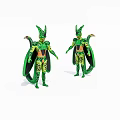 Two Green Horned Caped Game and Movie Characters With Armor Details