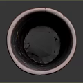 Red Patterned Ceramic Clay Pot With Dark Interior On Shiny Reflective Surface