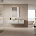 Modern Bathroom Vanity Cabinet Wall Mounted With Mirror White Design In Elegant Bathroom Interior