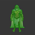 Mythological God Statue White Hair Beard Muscular Build Robe Golden Belt Sandals Lightning Bolt