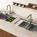Stainless steel sink wash basin under counter basin embedded wash basin faucet 3d model