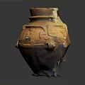 Ancient Terracotta Vase With Intricate Sculptural Carvings And Ornate Designs