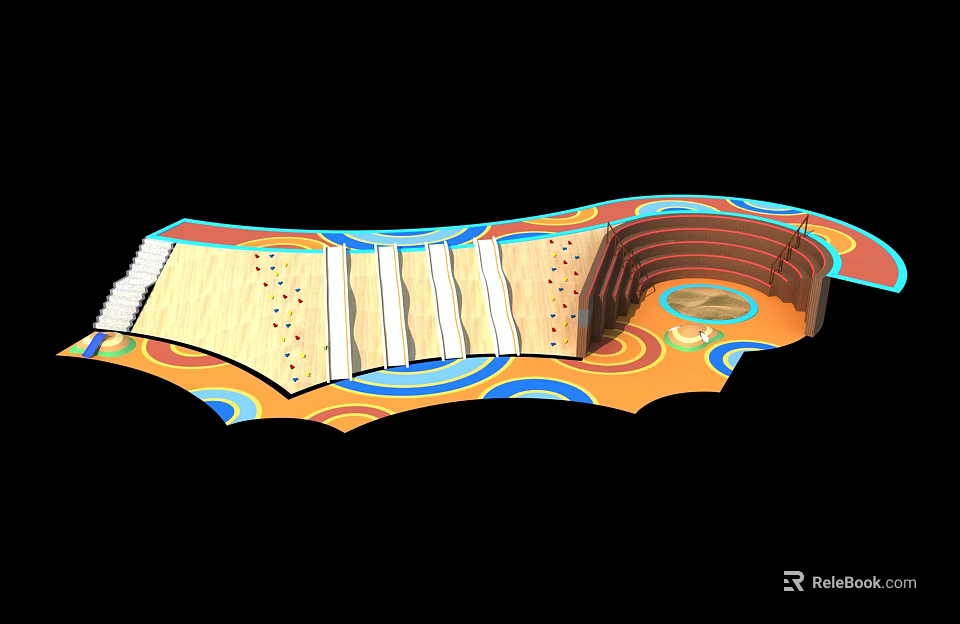 Colorful Playground Equipment Design With Wave Shaped Structures And Interactive Play Areas 3d model