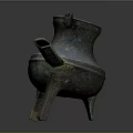 Ancient Intricate Bronze Sculpture With Three Legs Long Spout And Ornate Handles