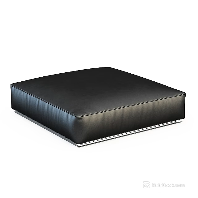 Elegant Modern Black Square Leather Mattress With Silver Border Design 3d model 