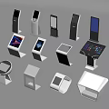 Various Self Service Kiosk Designs With Digital Screens And Interactive Interfaces