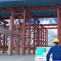 Modern Road Infrastructure Construction Site With Steel Structure And Heavy Machinery