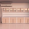 Modern Storage Cabinet Design With Multiple Wooden Doors And Open Top Shelves In Bright Room