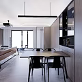 Modern Dining Living Room Interior With Sofa Dining Table And Lighting