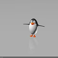 Cartoon Penguin Character With Open Arms Orange Beak Orange Feet 3D Rendered Against Gray Background