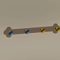 Bone Shaped Wooden Wall Hook With Four Colorful Blue And Yellow Balls