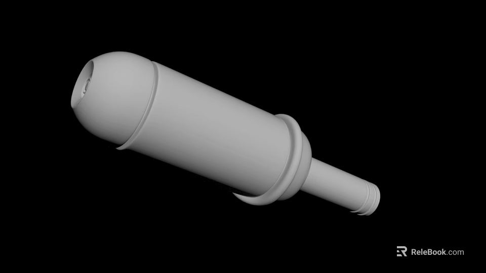 White 3D Model of Cylindrical Mechanical Part with Smooth Surface and Connector End 3d model 