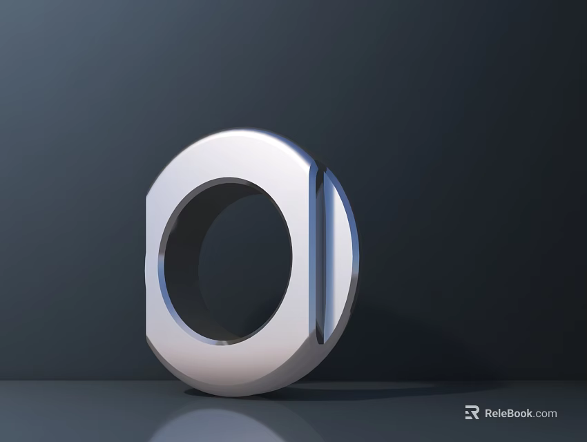 Smart Machine Silver Metallic Ring Component With Smooth Surface Reflective Design Against Dark Background 3d model