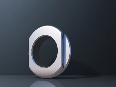 Smart Machine Silver Metallic Ring Component With Smooth Surface Reflective Design Against Dark Background 3d model