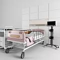 Advanced Medical Equipment Setup with Hospital Bed Mobile Cart and Monitor