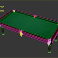 Home Billiards Table With Green Felt Surface Red Frame Gold White Accents And Carved Legs
