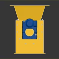 Yellow Industrial Screw Conveyor with Blue Motor on Black Reflective Surface
